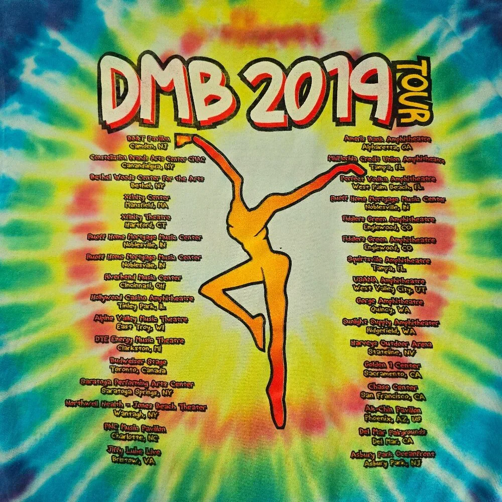 Dave Matthews Band 2019 Concert Tour Tie Dye Graphic T-Shirt Men’s Large Unisex - Picture 10 of 11